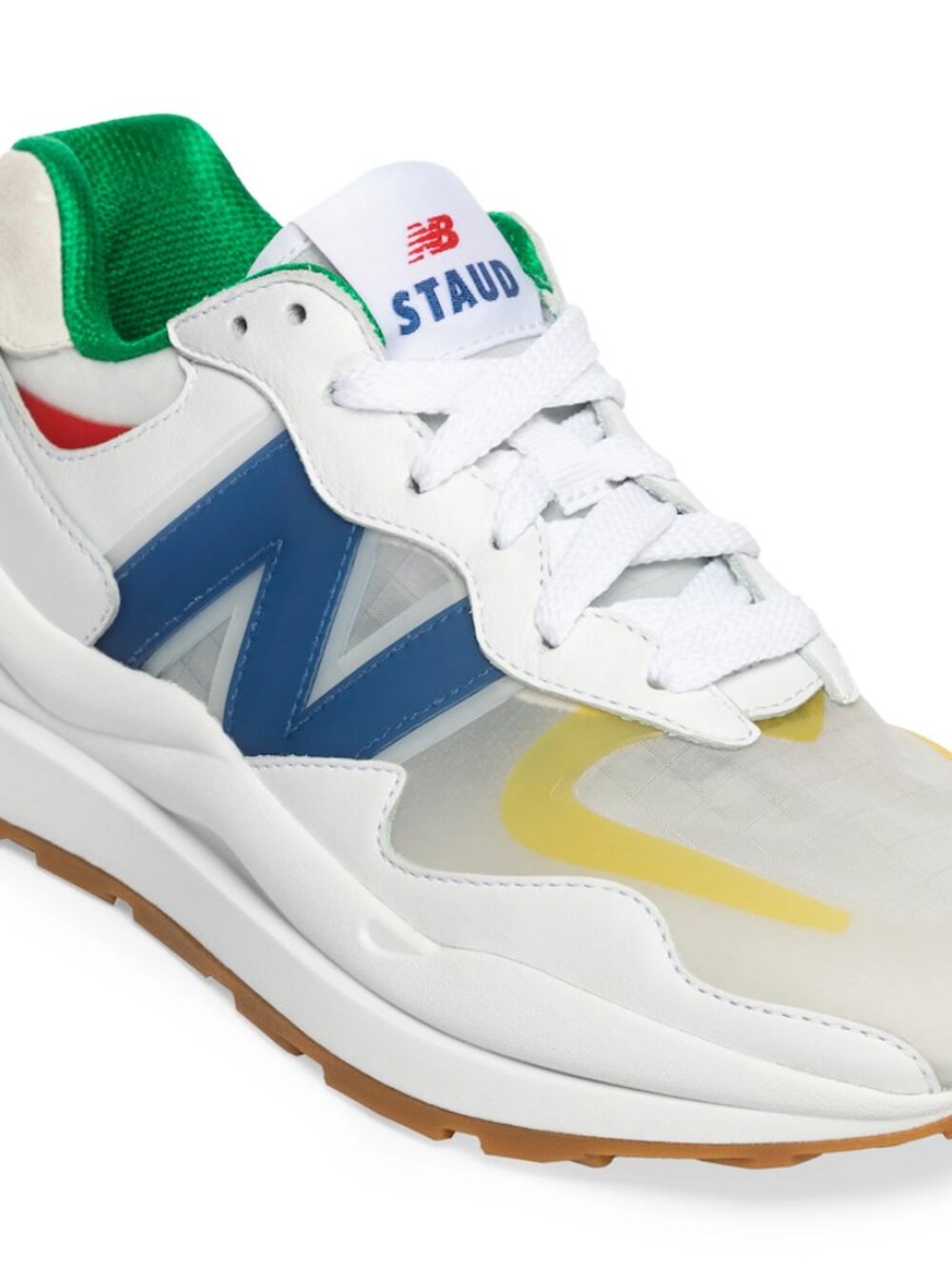 New Balance Women's White & Blue Casual Sneakers with Green Accents